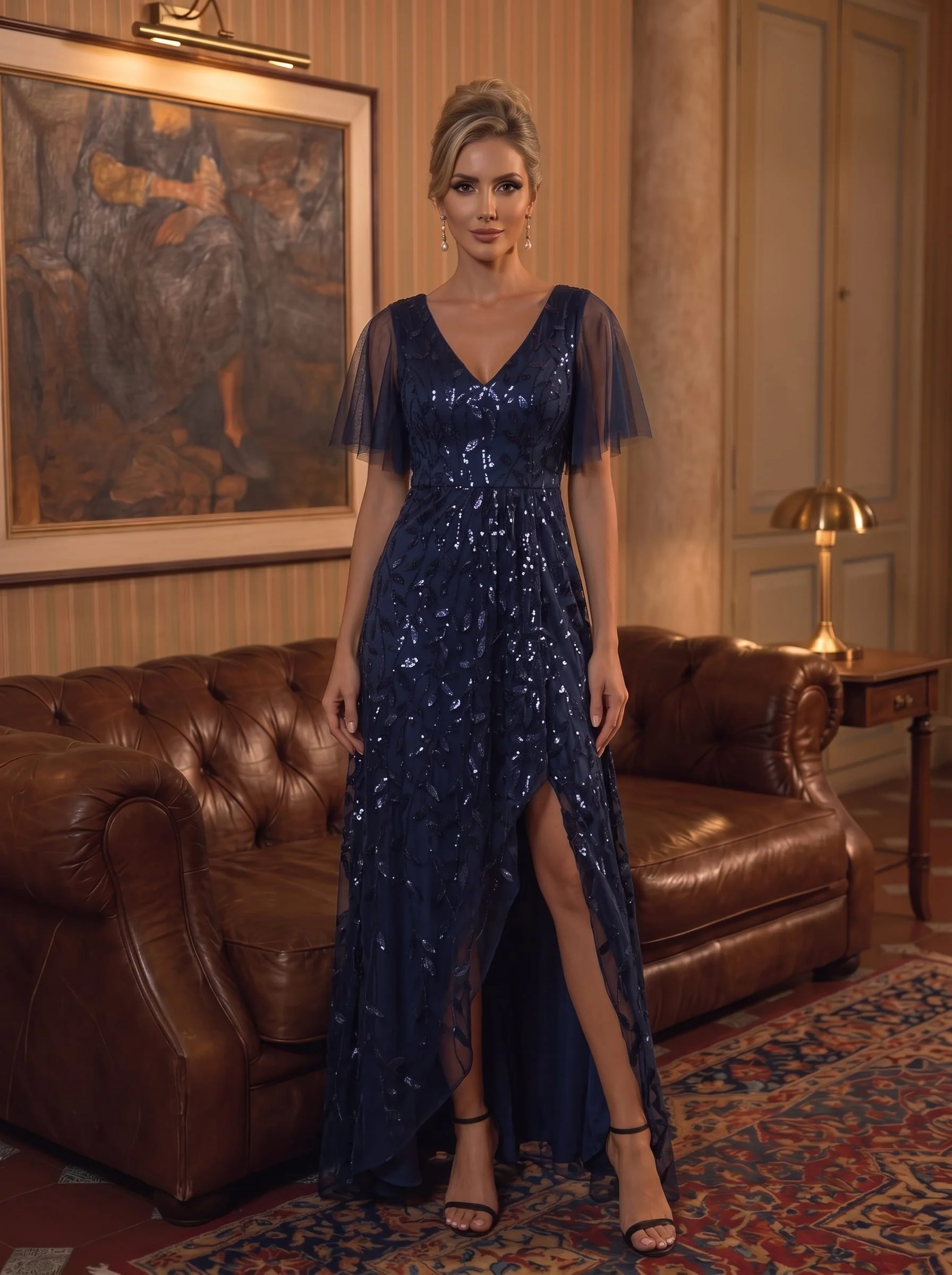 ever ALIX|V-Neck Sequined Mother of The Bride Dresses - Image 27