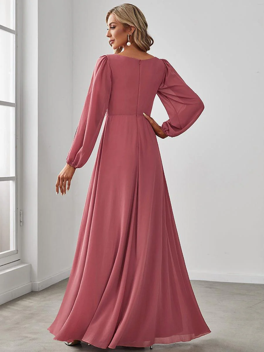 ever AMOUR|Lantern Long Slit Sleeve Maxi Mother of The Bride Dress - Image 22