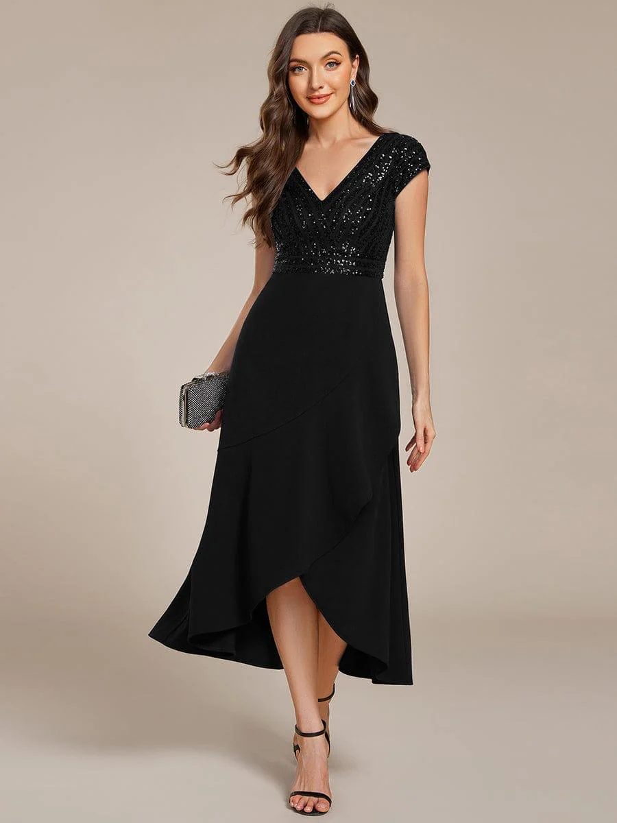 ever BAYLOR|Sequin Asymmetrical Midi Wedding Guest Dress - Image 4