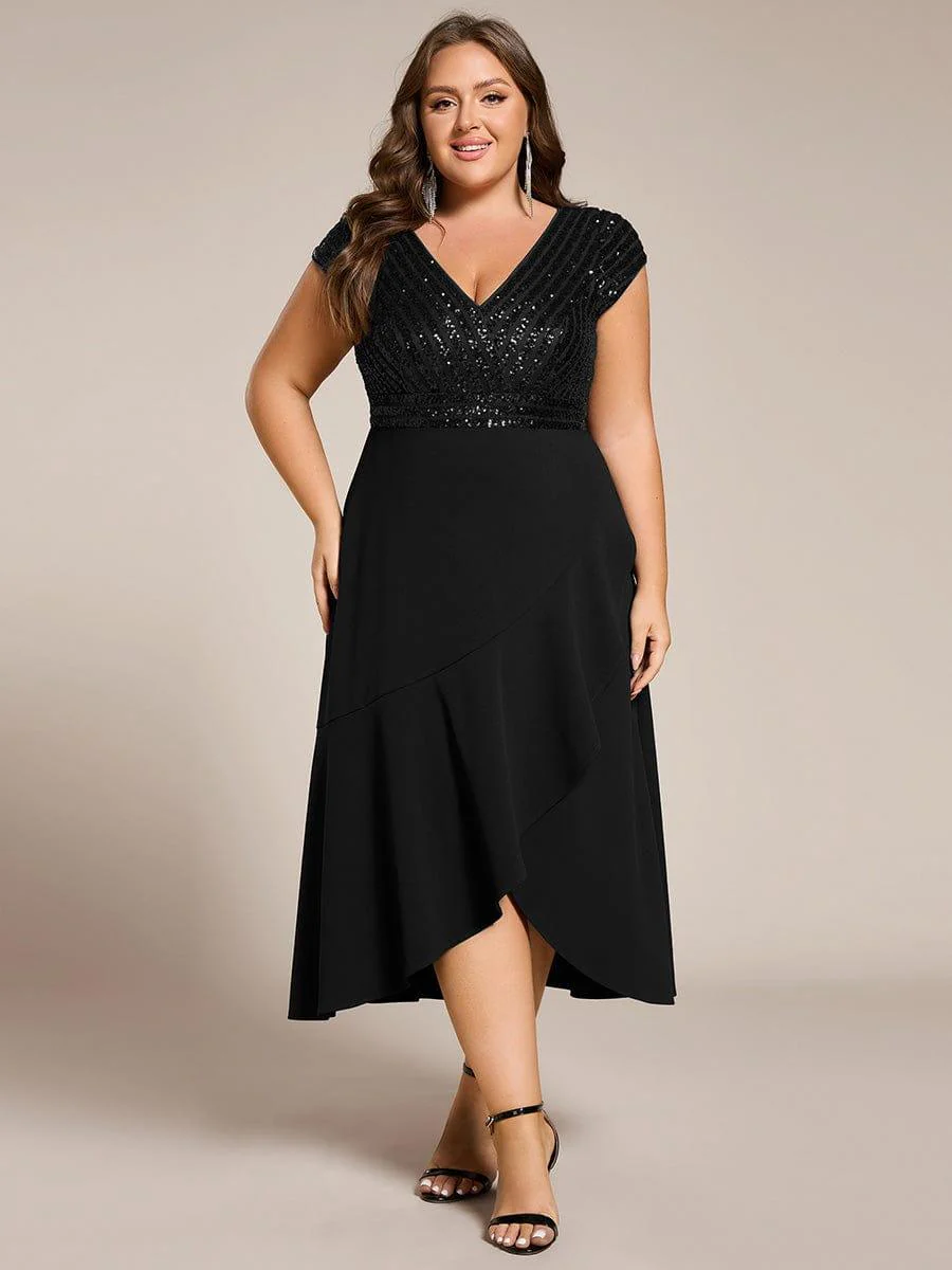 ever BAYLOR|Sequin Asymmetrical Midi Wedding Guest Dress - Image 6