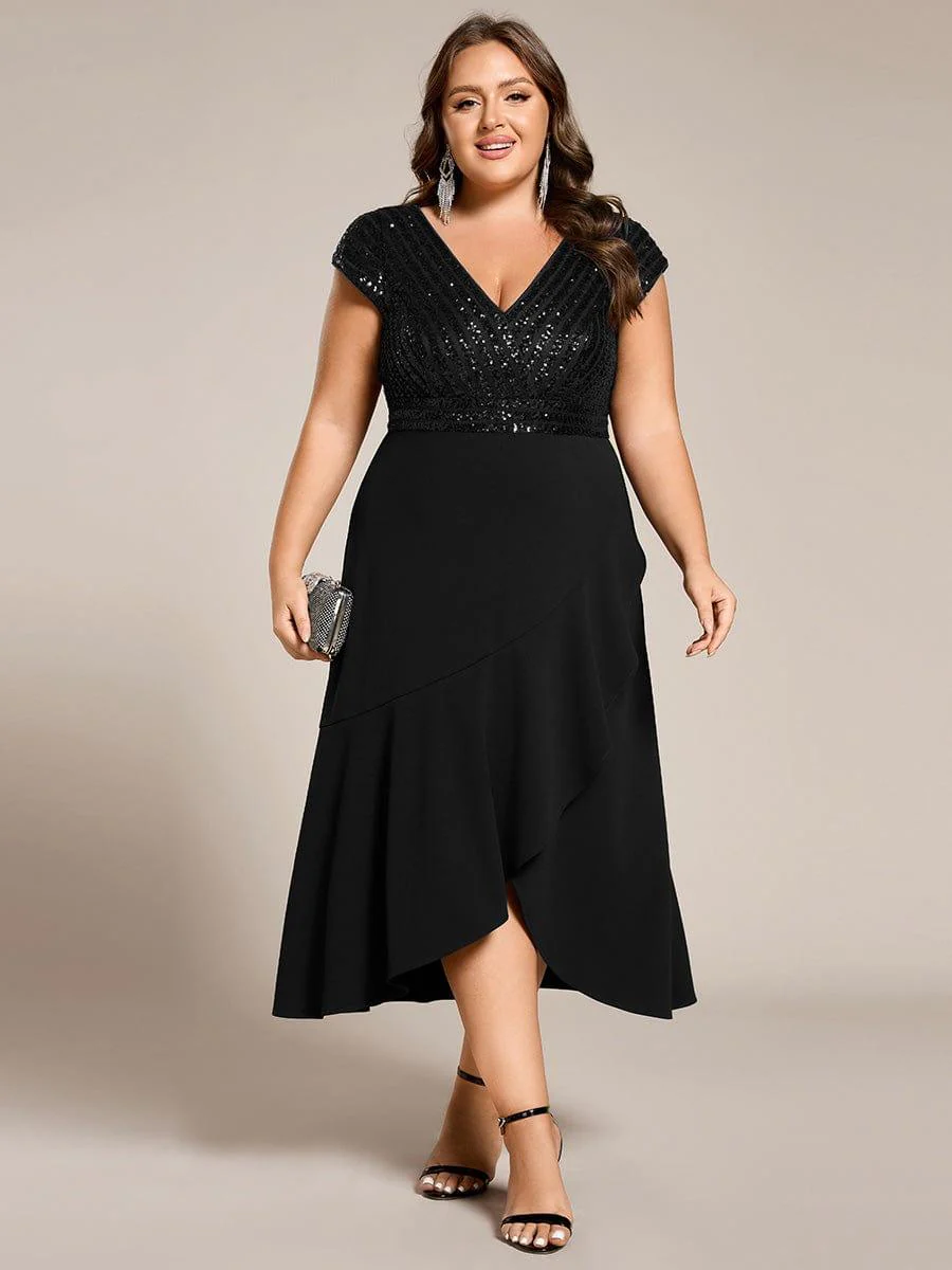 ever BAYLOR|Sequin Asymmetrical Midi Wedding Guest Dress - Image 9