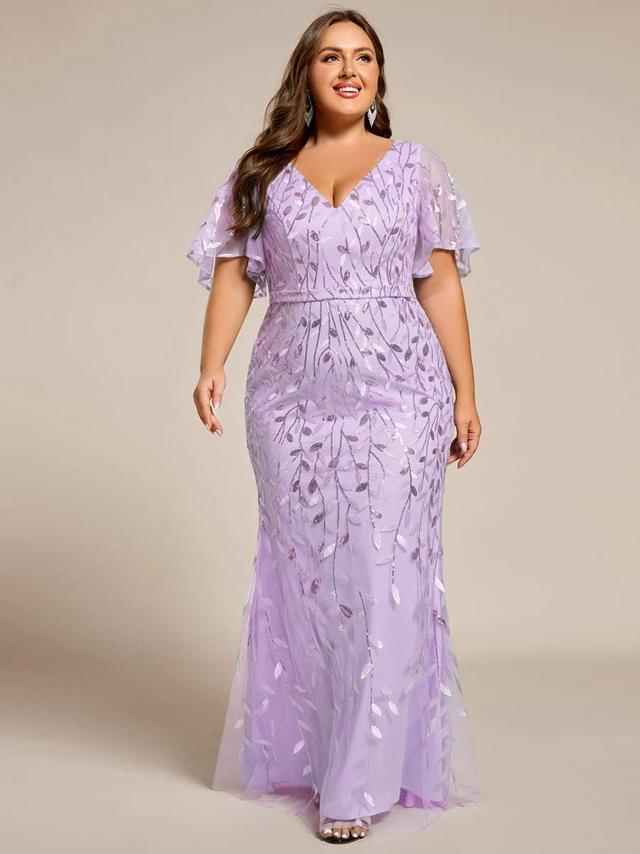 ever DIONE|Gorgeous V Neck Leaf-Sequined Fishtail Mother of the Bride Dress (Final Sale) - Image 17