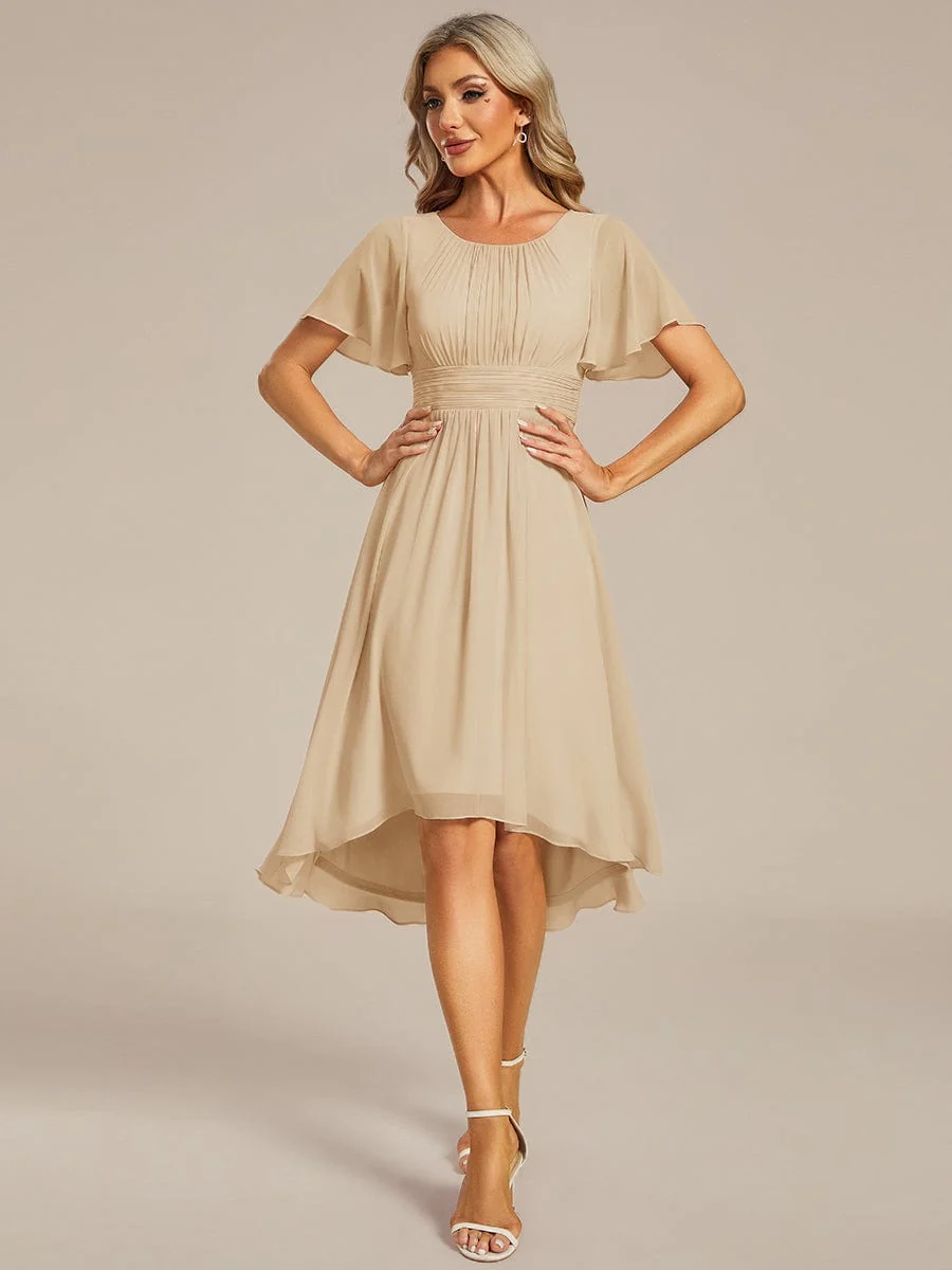 ever EDEN|Flowy Chiffon Round Neckline A-Line Knee Length Wedding Guest Dress - Image 111