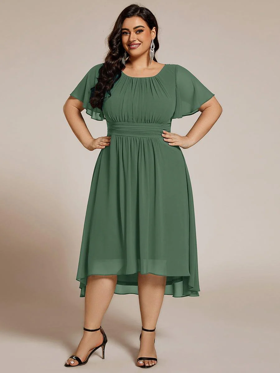 ever EDEN|Flowy Chiffon Round Neckline A-Line Knee Length Wedding Guest Dress - Image 123