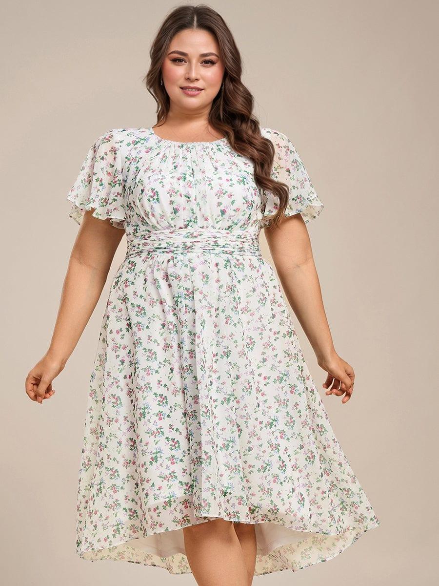 ever EDEN|Flowy Chiffon Round Neckline A-Line Knee Length Wedding Guest Dress - Image 139