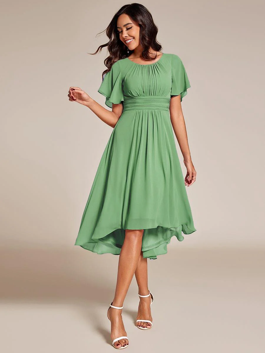 ever EDEN|Flowy Chiffon Round Neckline A-Line Knee Length Wedding Guest Dress - Image 146