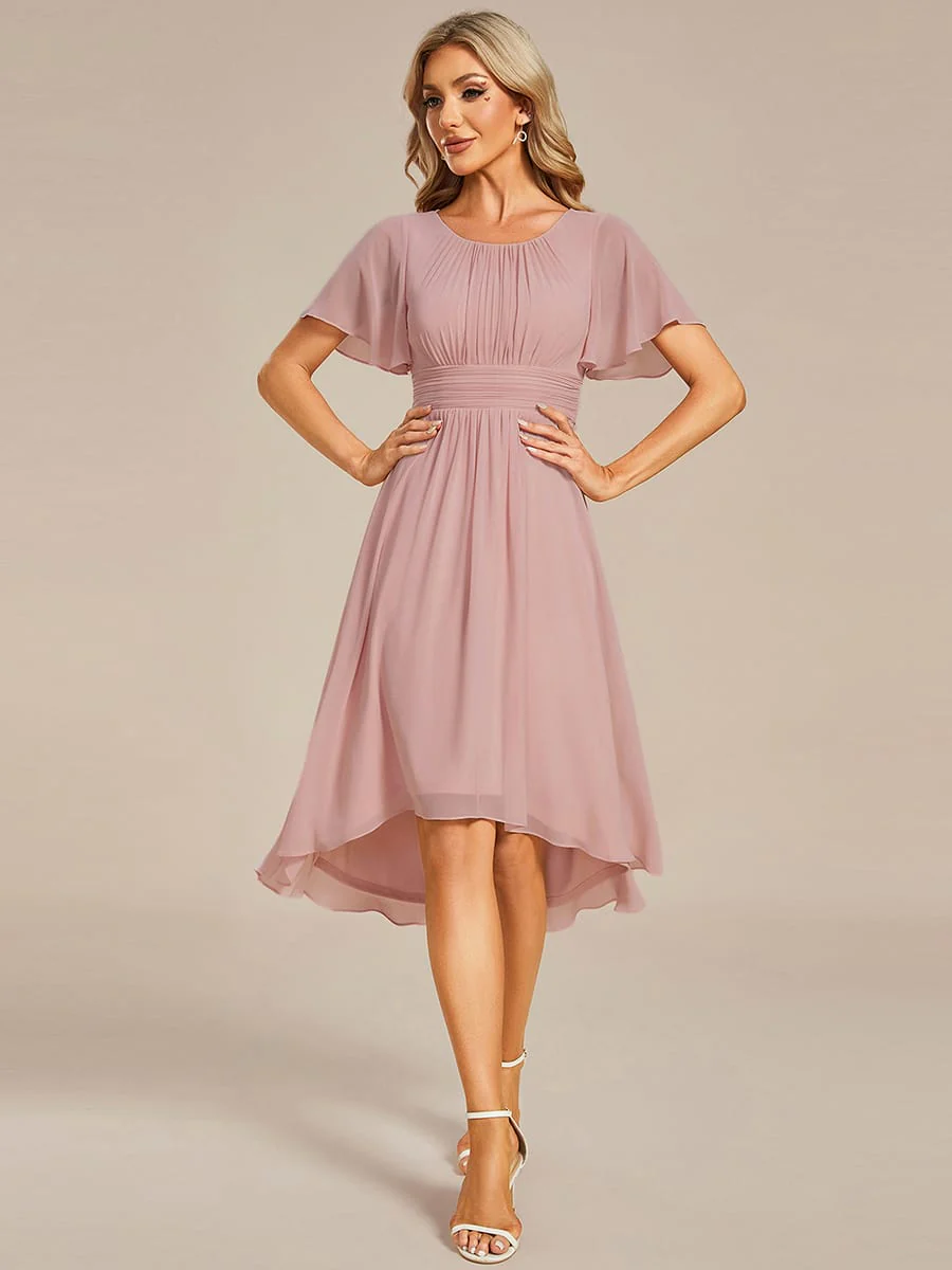 ever EDEN|Flowy Chiffon Round Neckline A-Line Knee Length Wedding Guest Dress - Image 158