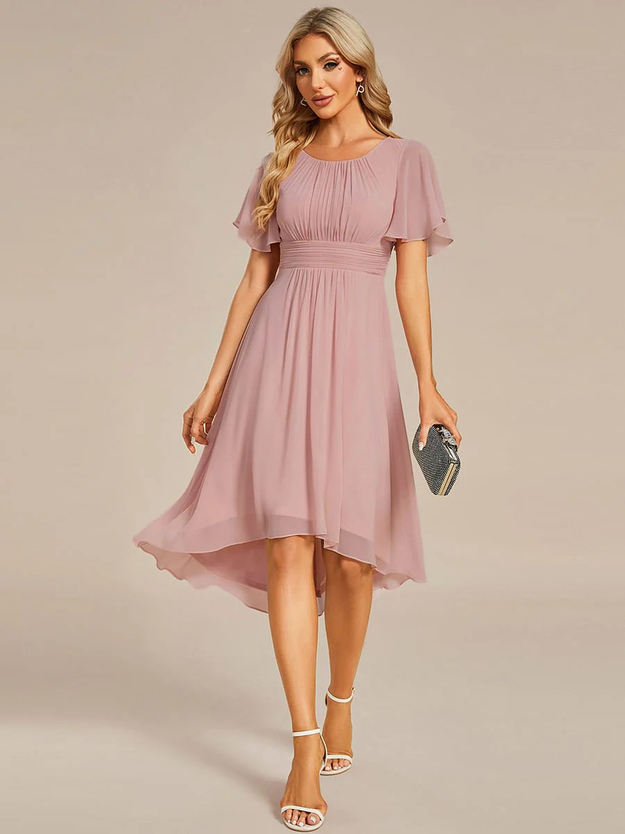ever EDEN|Flowy Chiffon Round Neckline A-Line Knee Length Wedding Guest Dress - Image 159