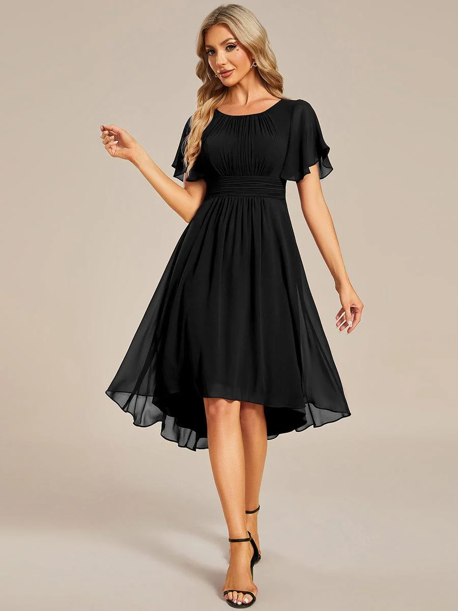 ever EDEN|Flowy Chiffon Round Neckline A-Line Knee Length Wedding Guest Dress - Image 27