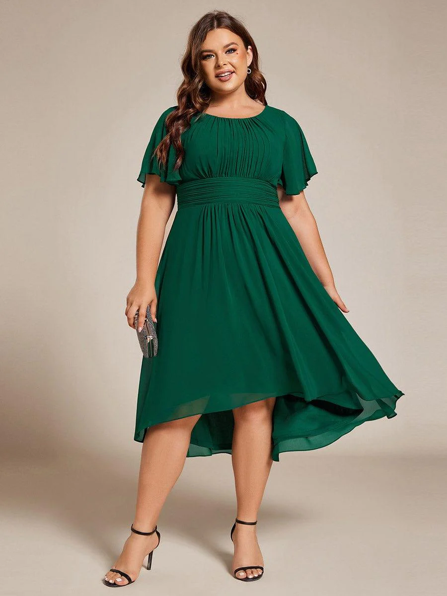 ever EDEN|Flowy Chiffon Round Neckline A-Line Knee Length Wedding Guest Dress - Image 42