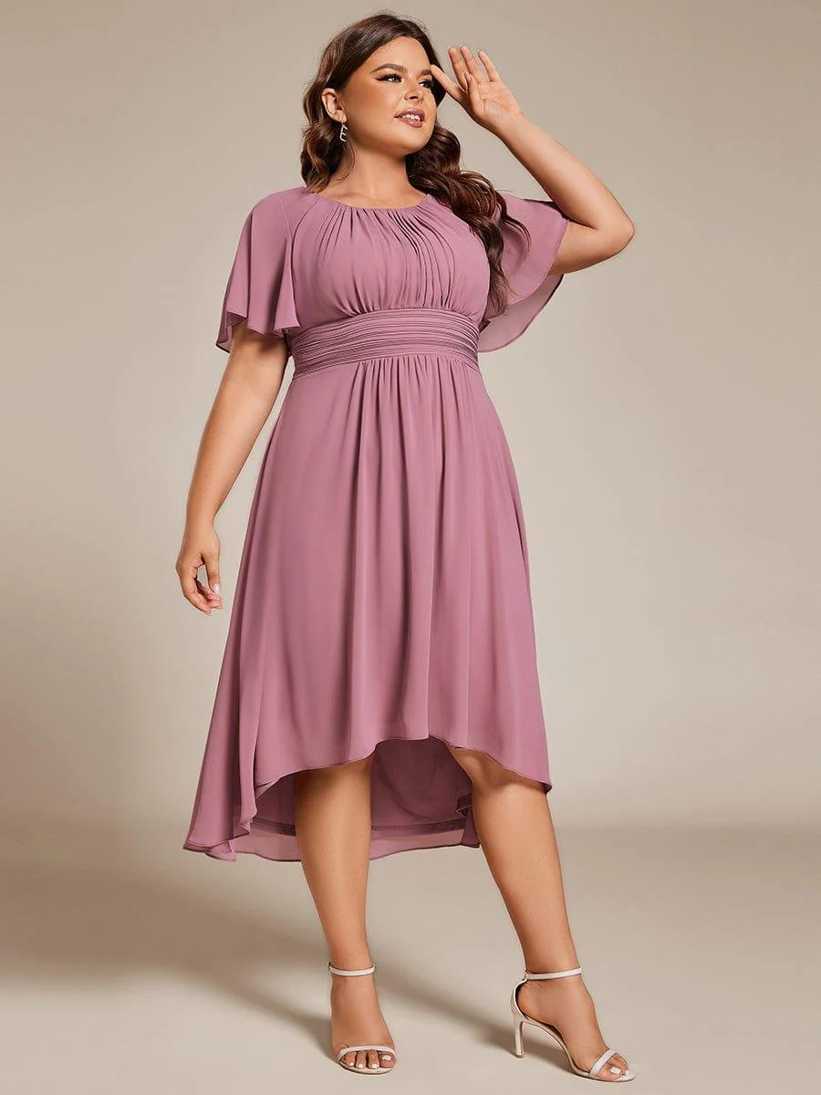 ever EDEN|Flowy Chiffon Round Neckline A-Line Knee Length Wedding Guest Dress - Image 56