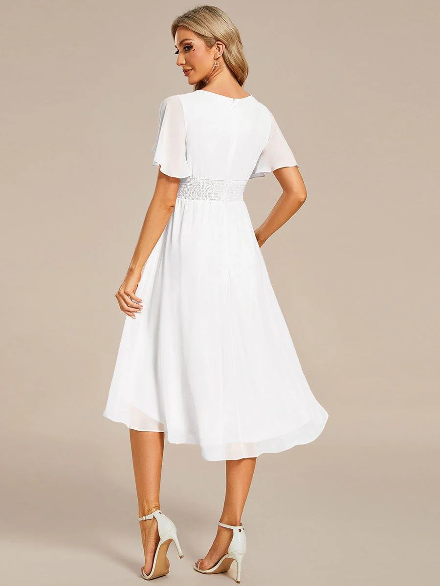 ever EDEN|Flowy Chiffon Round Neckline A-Line Knee Length Wedding Guest Dress - Image 58