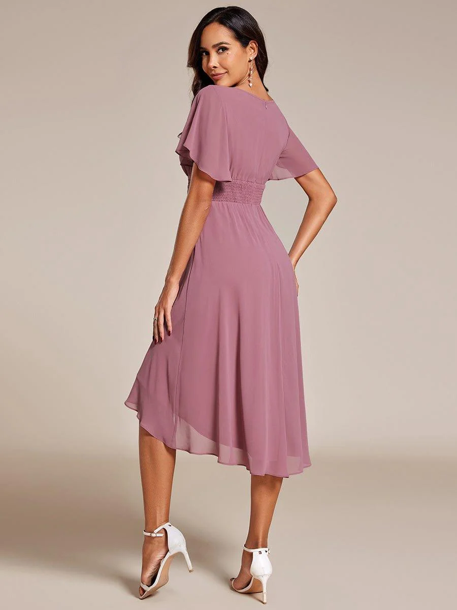ever EDEN|Flowy Chiffon Round Neckline A-Line Knee Length Wedding Guest Dress - Image 7
