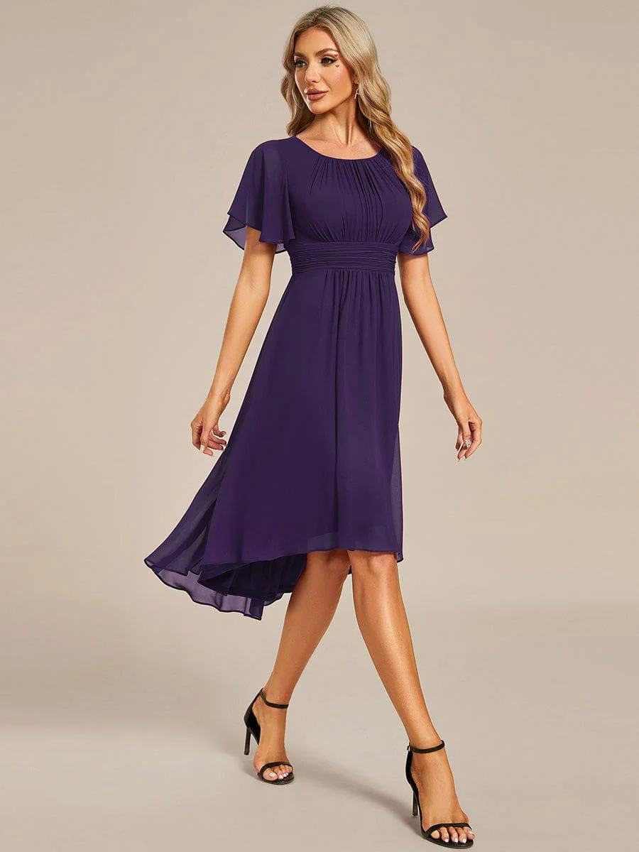 ever EDEN|Flowy Chiffon Round Neckline A-Line Knee Length Wedding Guest Dress - Image 76