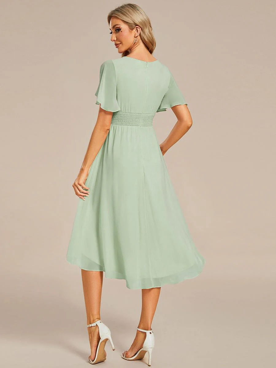 ever EDEN|Flowy Chiffon Round Neckline A-Line Knee Length Wedding Guest Dress - Image 90