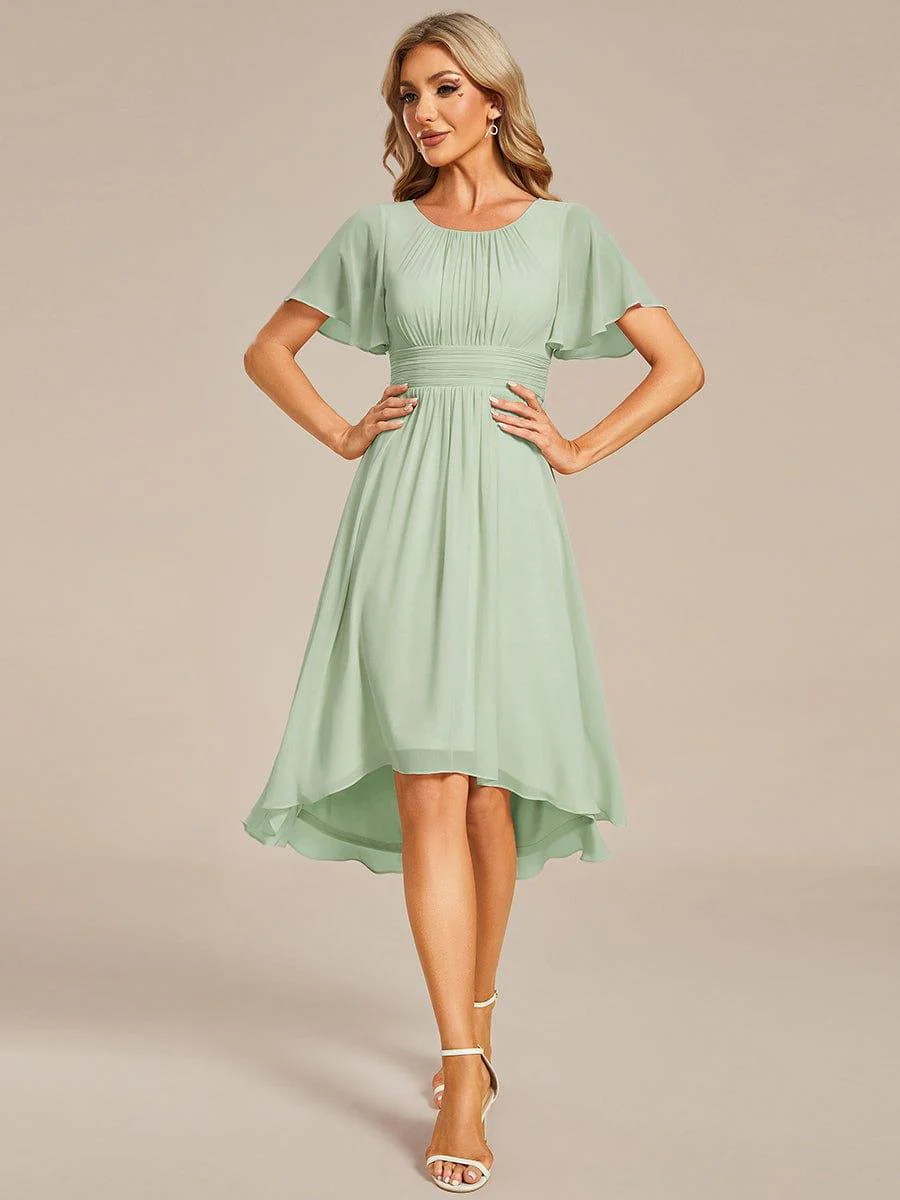 ever EDEN|Flowy Chiffon Round Neckline A-Line Knee Length Wedding Guest Dress - Image 92