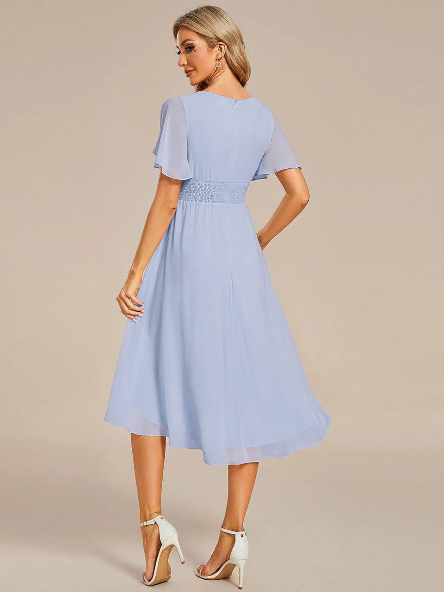 ever EDEN|Flowy Chiffon Round Neckline A-Line Knee Length Wedding Guest Dress - Image 98