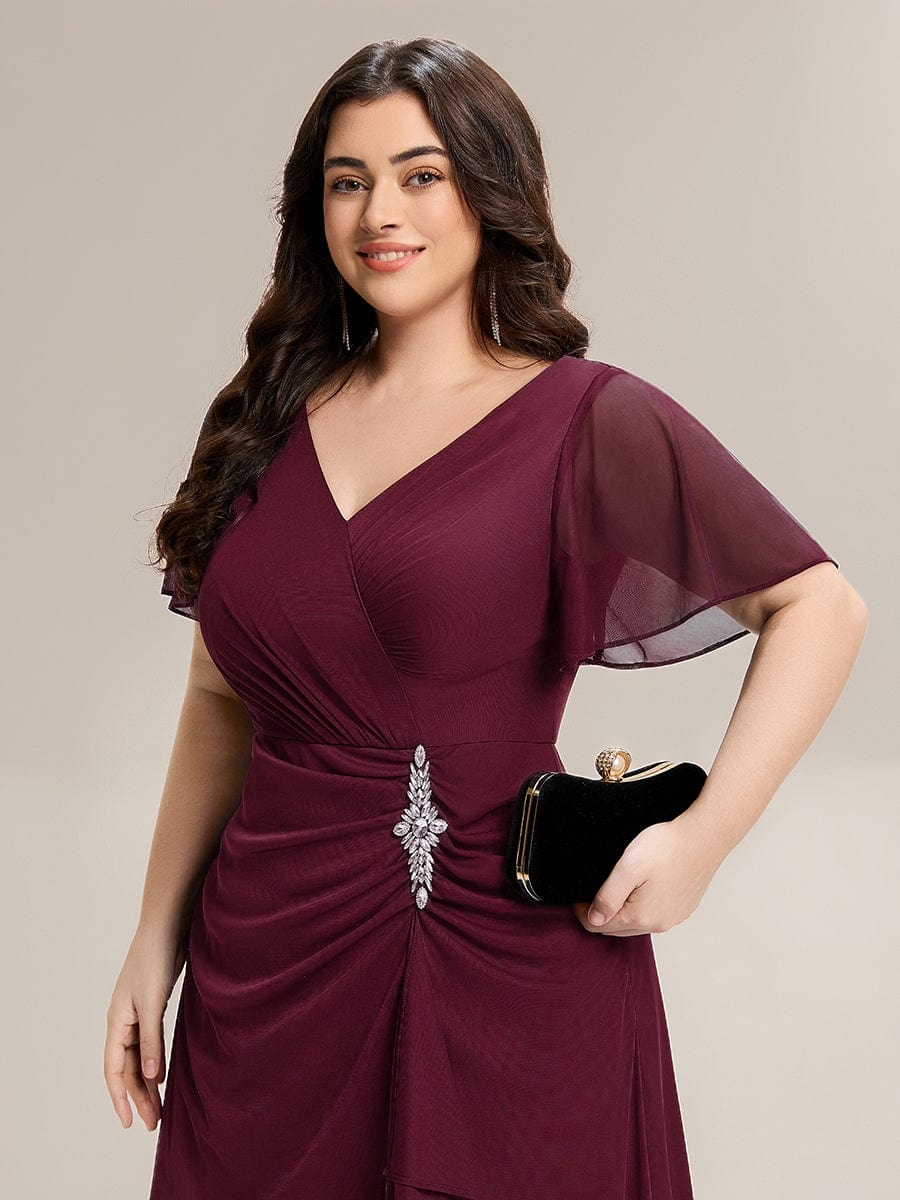 ever MARIEL|Rhinestone Embellished Chiffon Ruffle Sleeve Evening Dress - Image 10