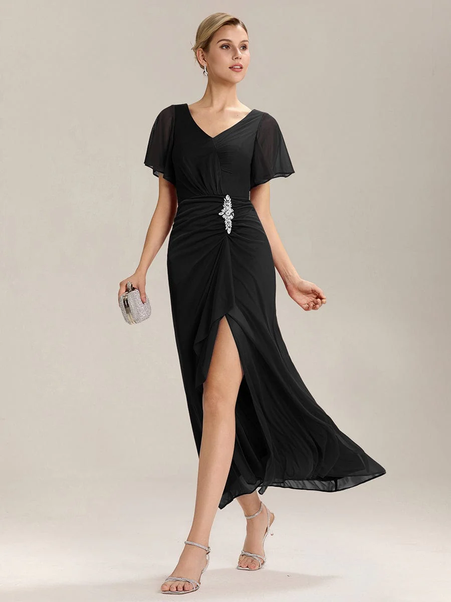 ever MARIEL|Rhinestone Embellished Chiffon Ruffle Sleeve Evening Dress - Image 14