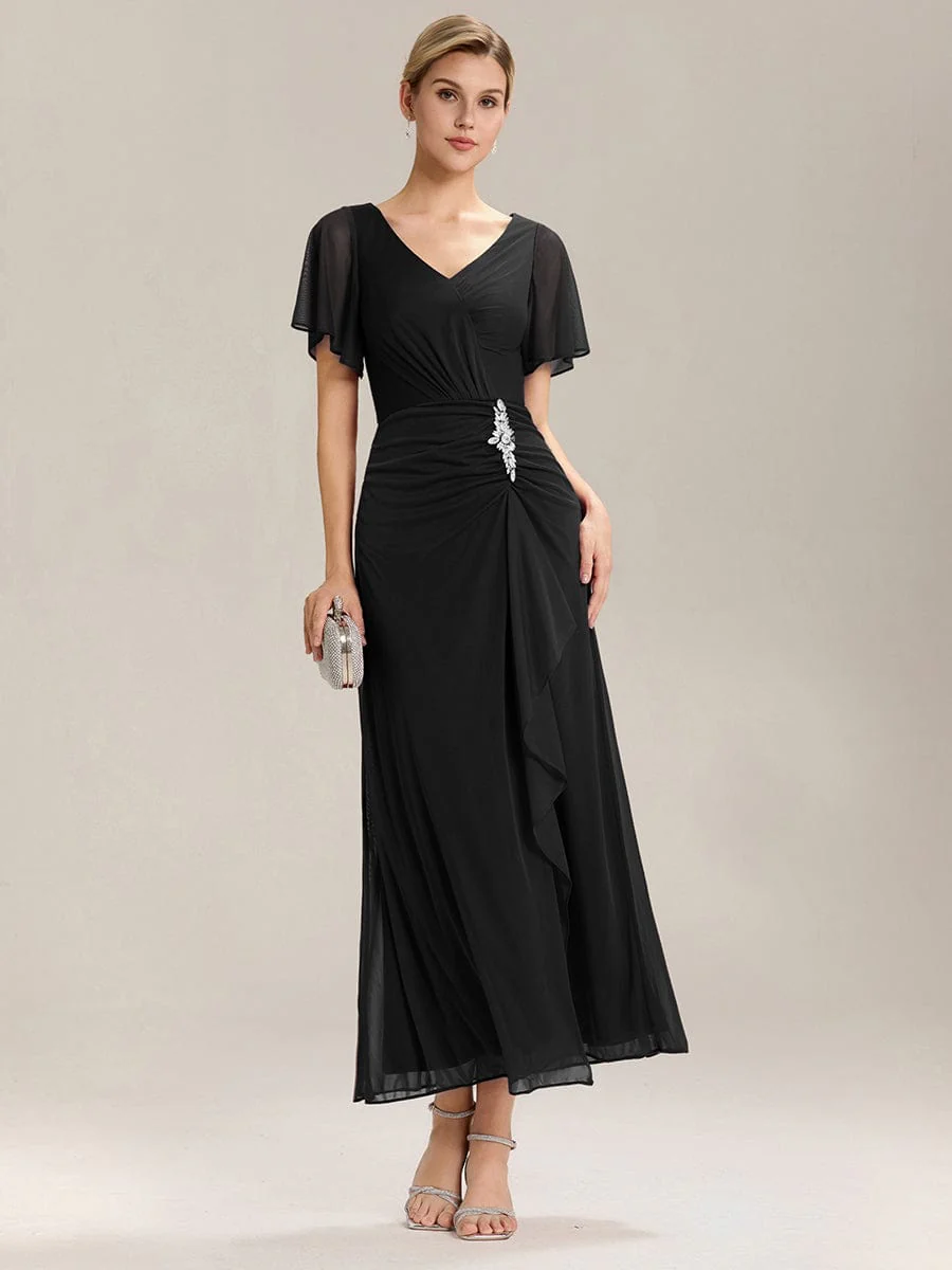 ever MARIEL|Rhinestone Embellished Chiffon Ruffle Sleeve Evening Dress - Image 15