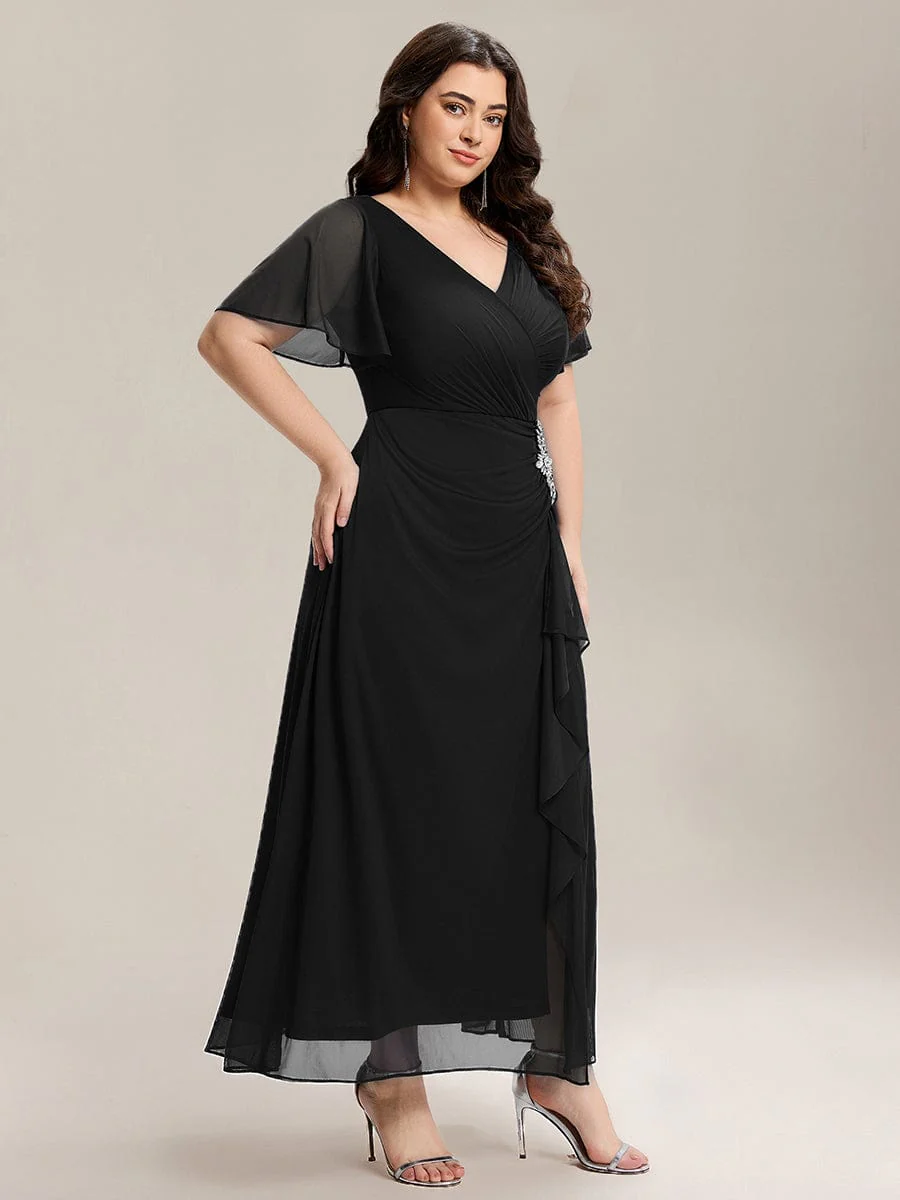 ever MARIEL|Rhinestone Embellished Chiffon Ruffle Sleeve Evening Dress - Image 19