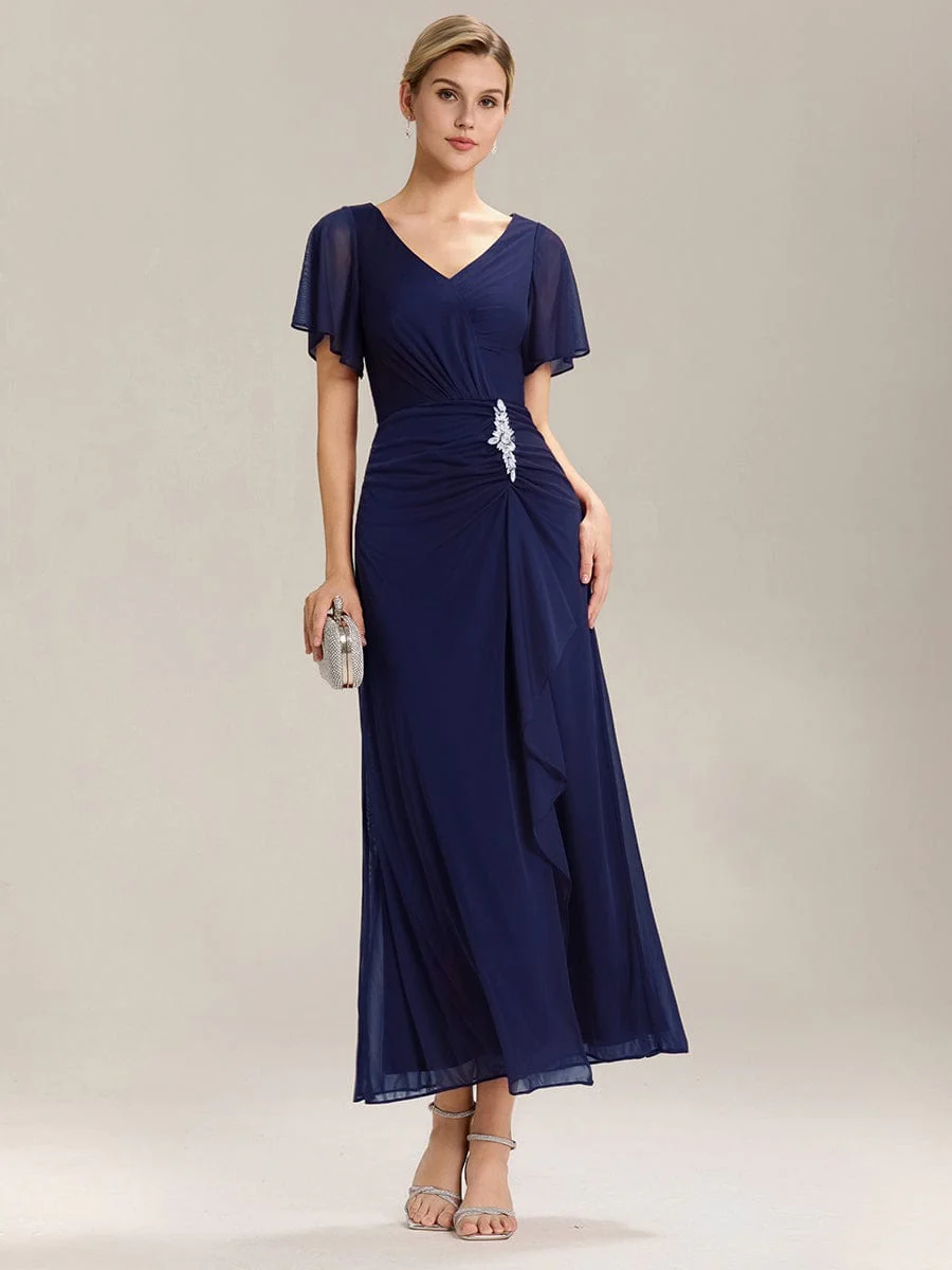 ever MARIEL|Rhinestone Embellished Chiffon Ruffle Sleeve Evening Dress - Image 24