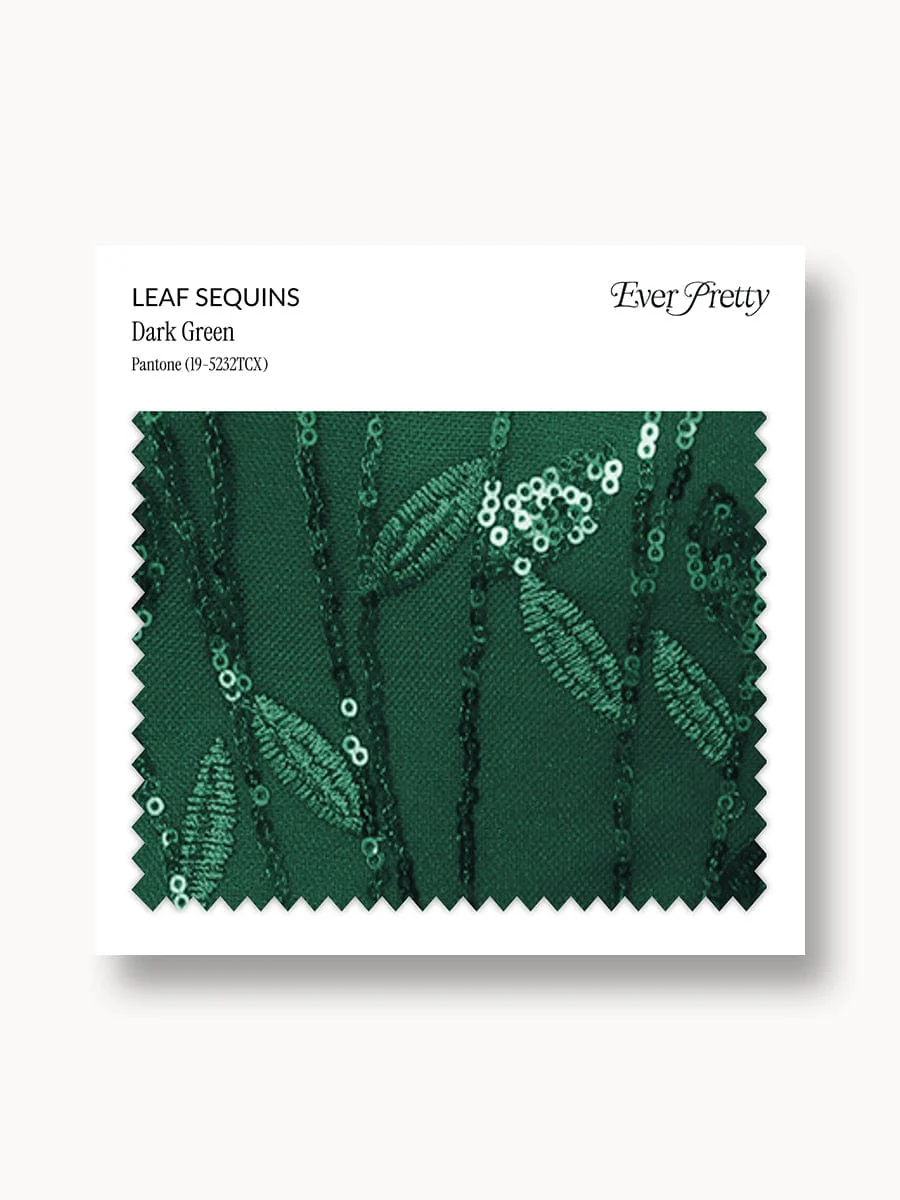 Ever-Pretty Leaf Sequin Swatch Dark Green