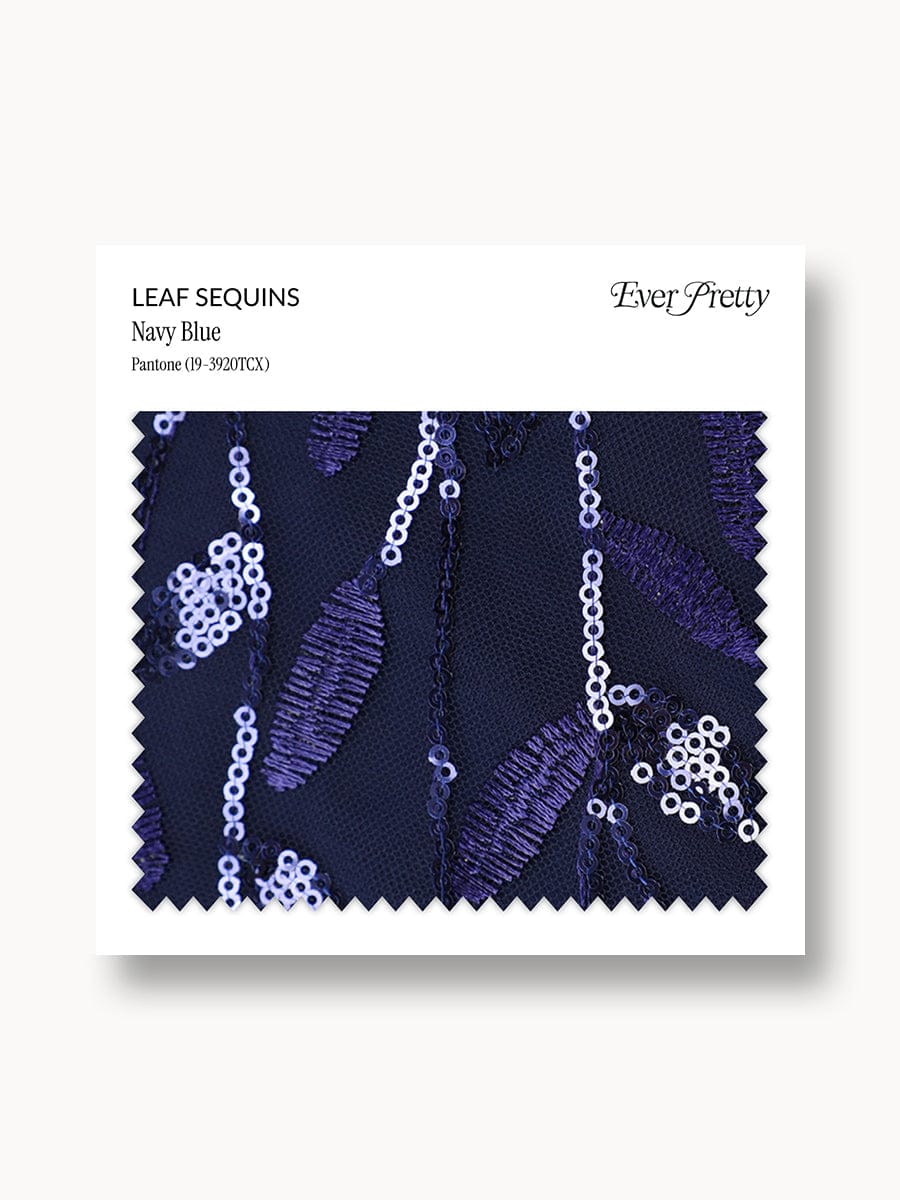 Ever-Pretty Leaf Sequin Swatch Navy Blue