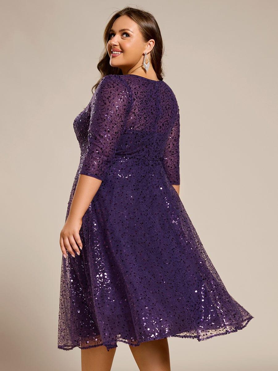 pretty SIENNA|Plus Size Dazzling Sequin A-Line Midi Evening Dress with Long Sleeves (Final Sale) - Image 22