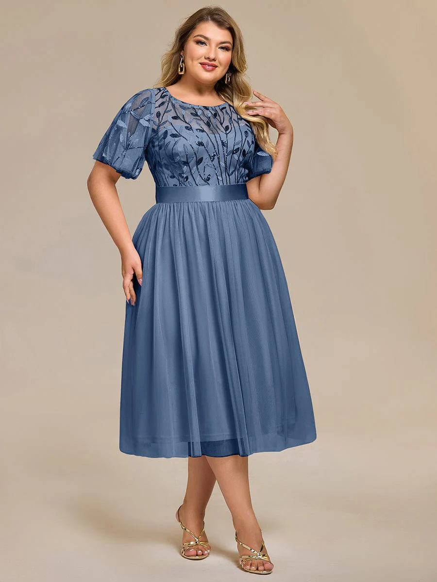 ever TAYLOR|Designer Sequin Leaf Midi Wedding Guest Dress - Image 37
