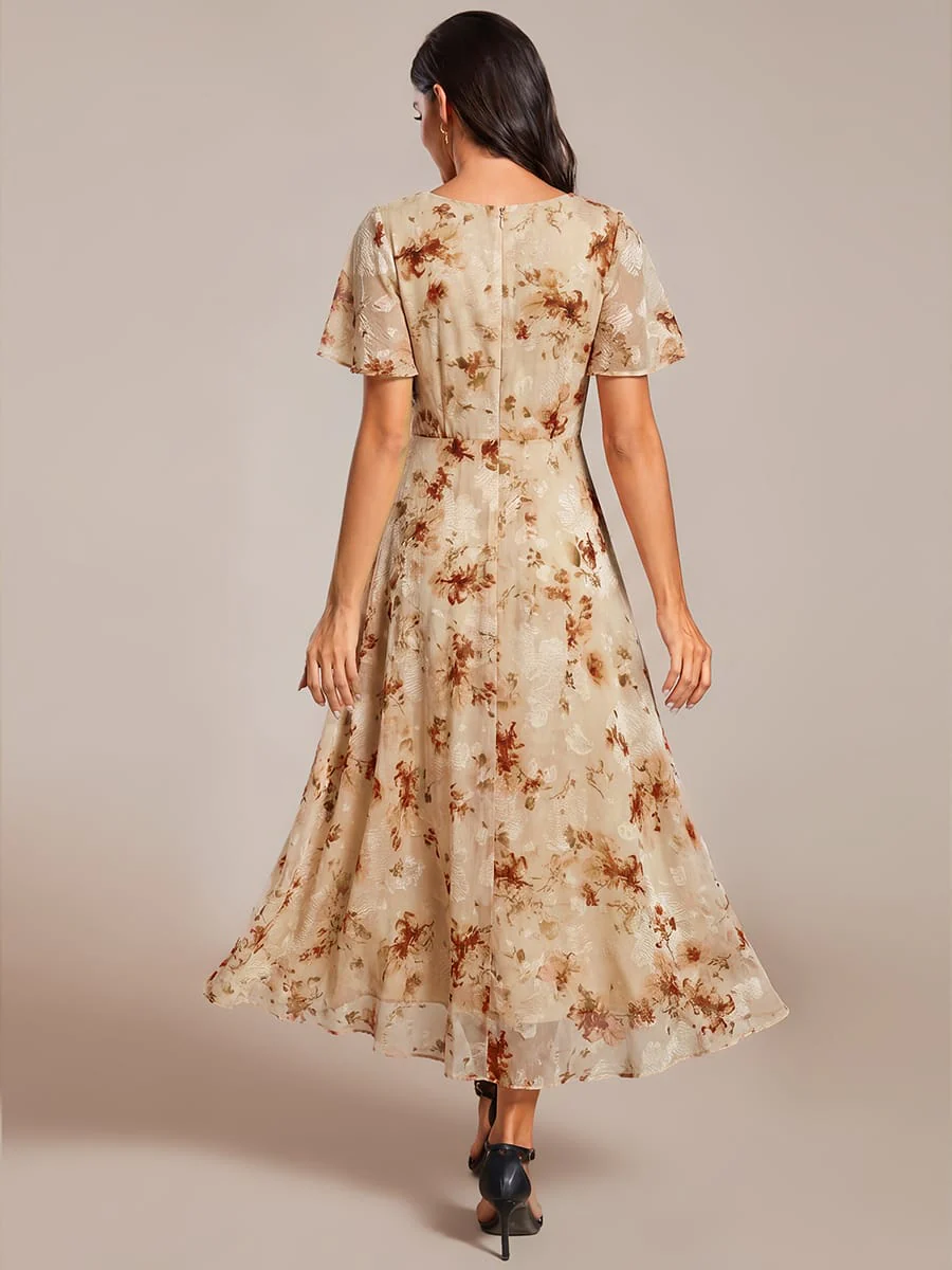 ever LARK|Floral Chiffon Elegance Short Sleeve High-Low Wedding Guest Dress - Image 114