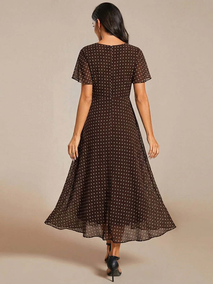 ever LARK|Floral Chiffon Elegance Short Sleeve High-Low Wedding Guest Dress - Image 77