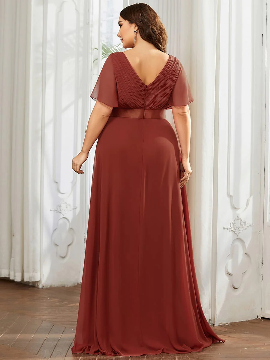 ever MONICA|Floral Chiffon High Waist Short Sleeves Bridesmaid Dress (Final Sale) - Image 143