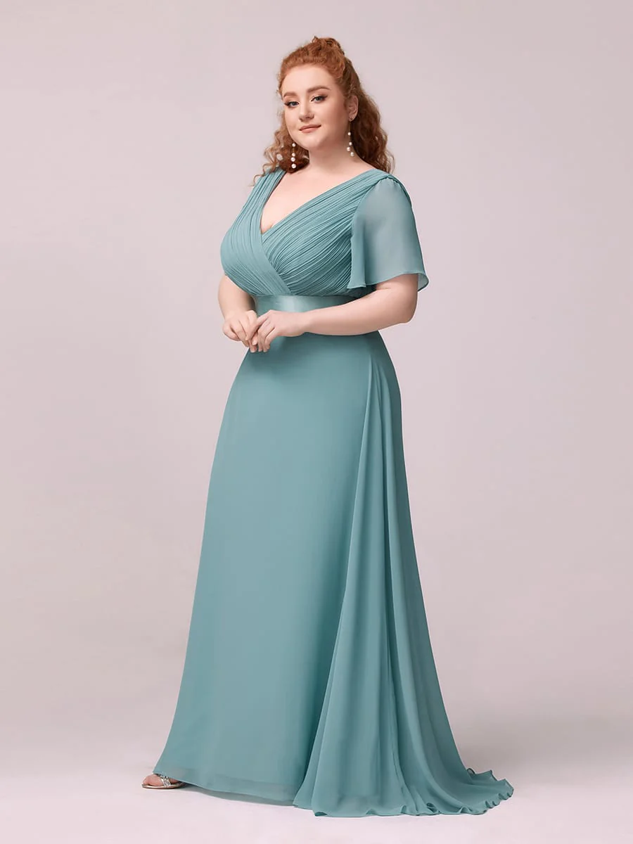 ever MONICA|Floral Chiffon High Waist Short Sleeves Bridesmaid Dress (Final Sale) - Image 65