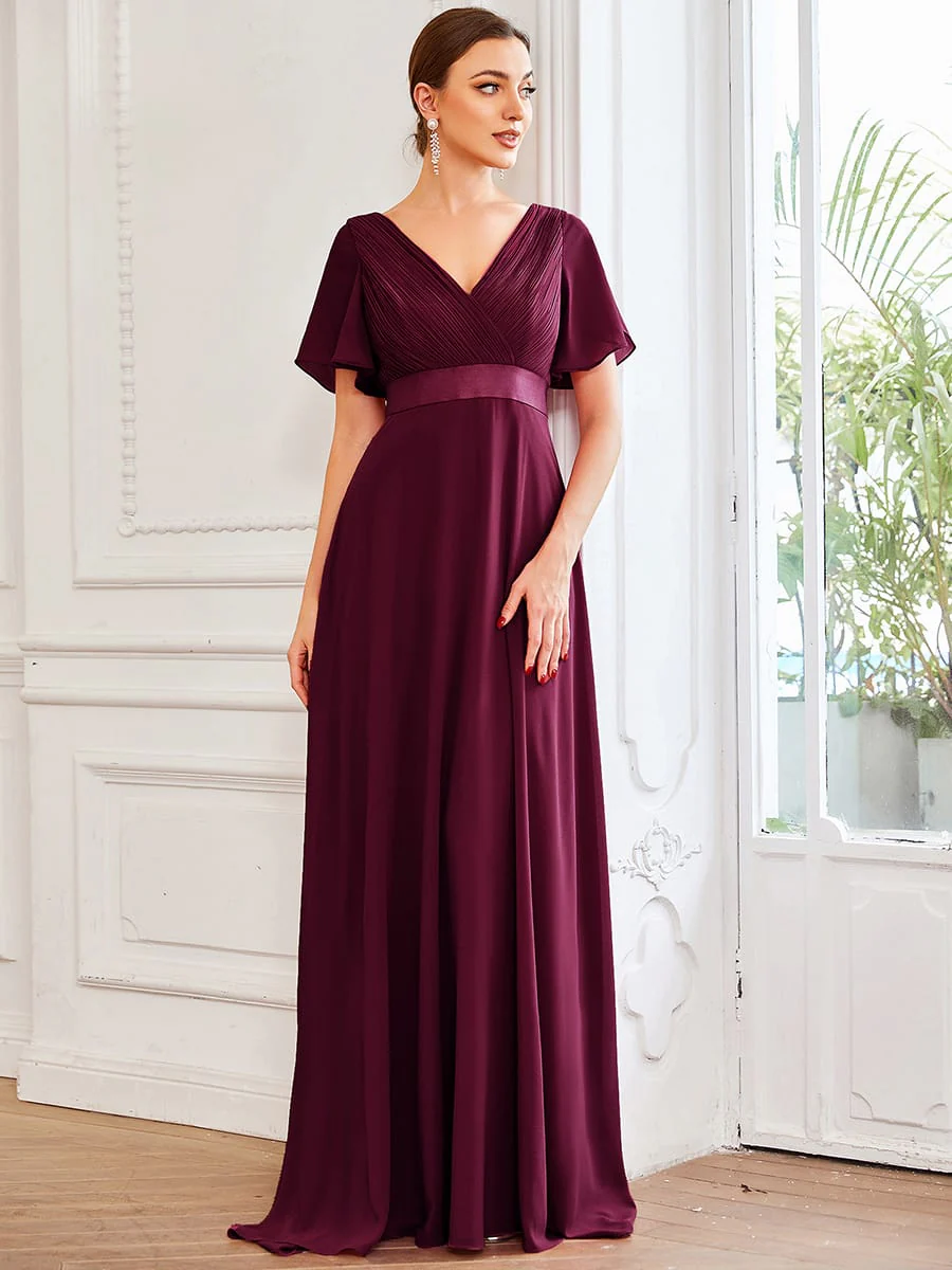 ever MONICA|Floral Chiffon High Waist Short Sleeves Bridesmaid Dress (Final Sale) - Image 89