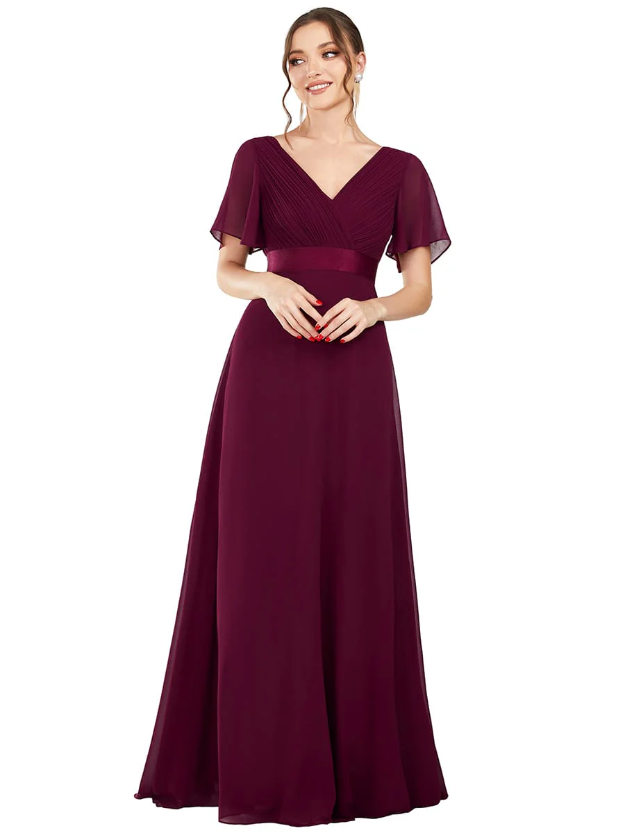 ever MONICA|Floral Chiffon High Waist Short Sleeves Bridesmaid Dress (Final Sale) - Image 92