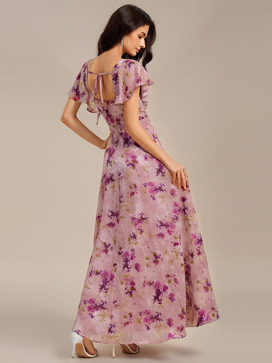 ever WISTERIA|Floral Tie Back Ruffle Sleeves Square Neck Maxi Evening Dress - Image 2