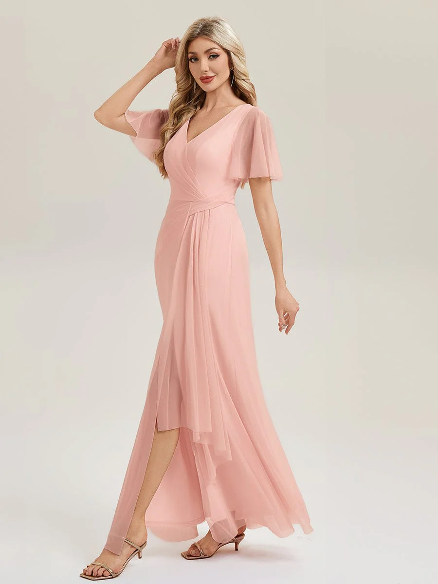 Flowing Ribbon Side Slit Bridesmaid Dress - Image 5