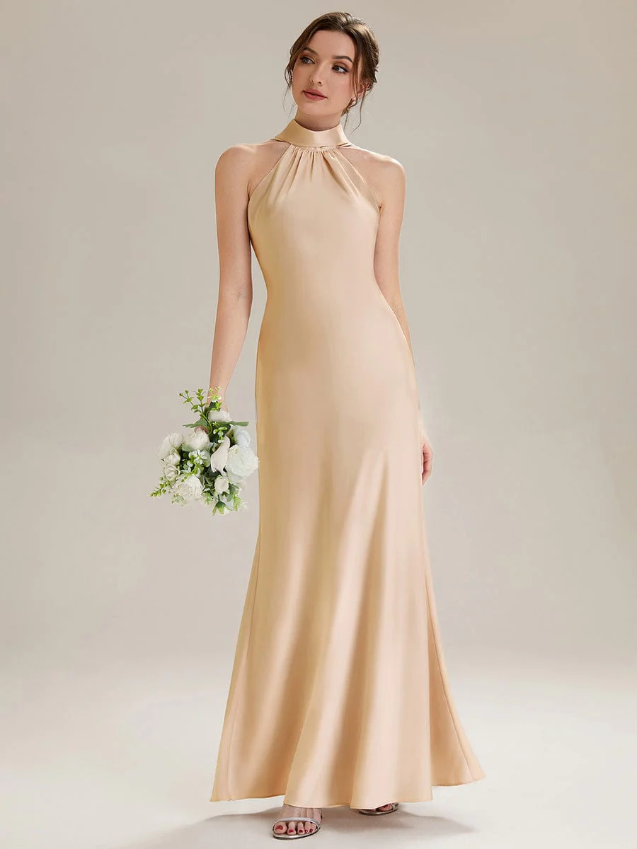 Flowing Ribbons Satin Sleeveless Dress - Image 9