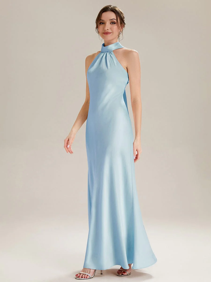 Flowing Ribbons Satin Sleeveless Dress - Image 13