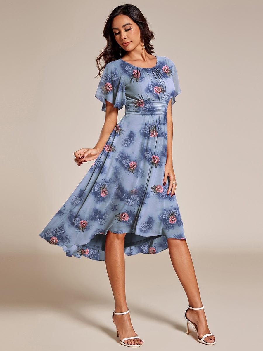 ever EDEN|Chiffon Round Neckline A-Line Midi Wedding Guest Dress - Image 3