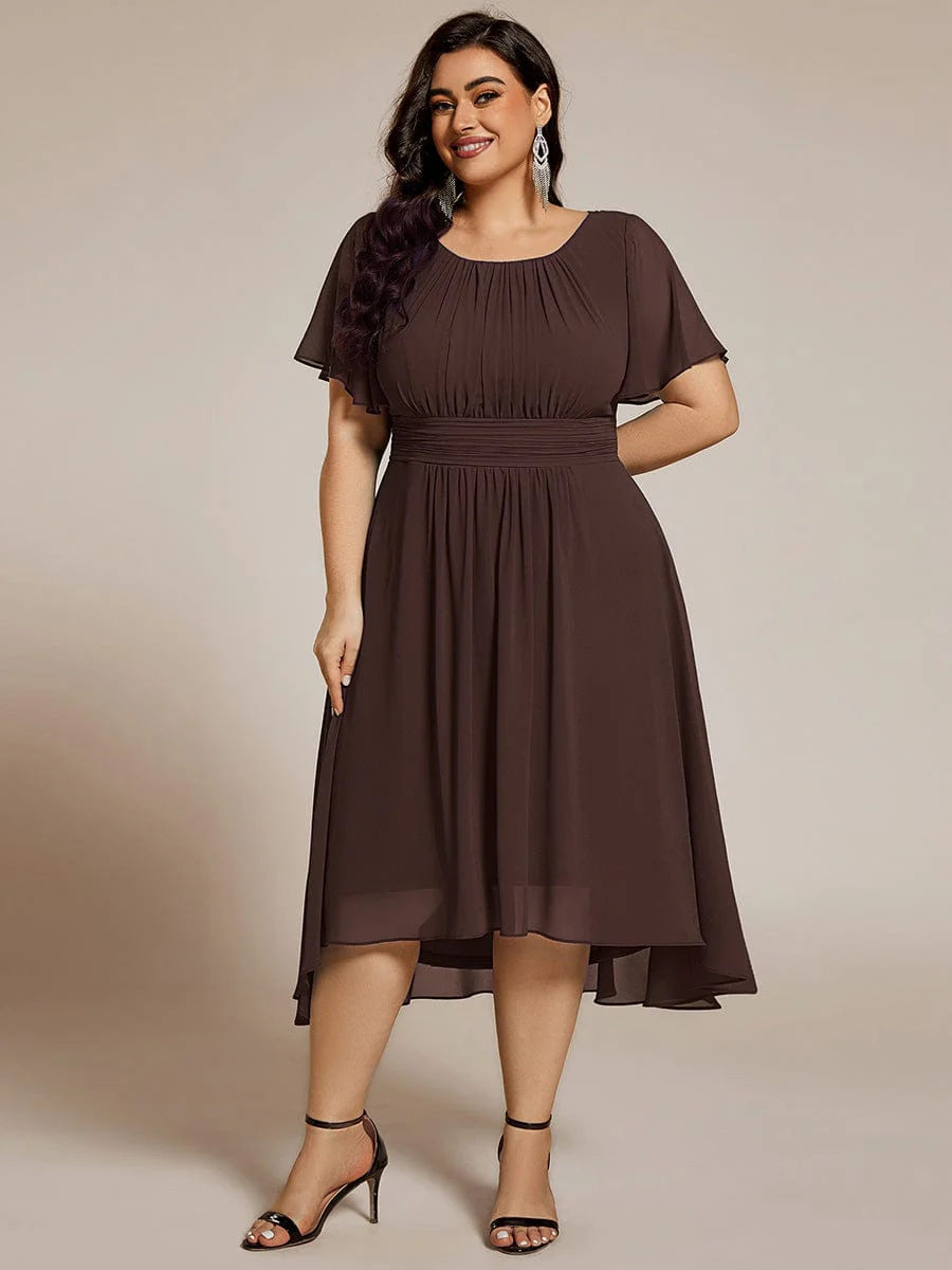 ever EDEN|Chiffon Round Neckline A-Line Midi Wedding Guest Dress - Image 34