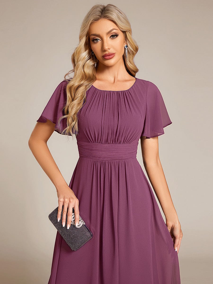ever EDEN|Chiffon Round Neckline A-Line Midi Wedding Guest Dress - Image 39