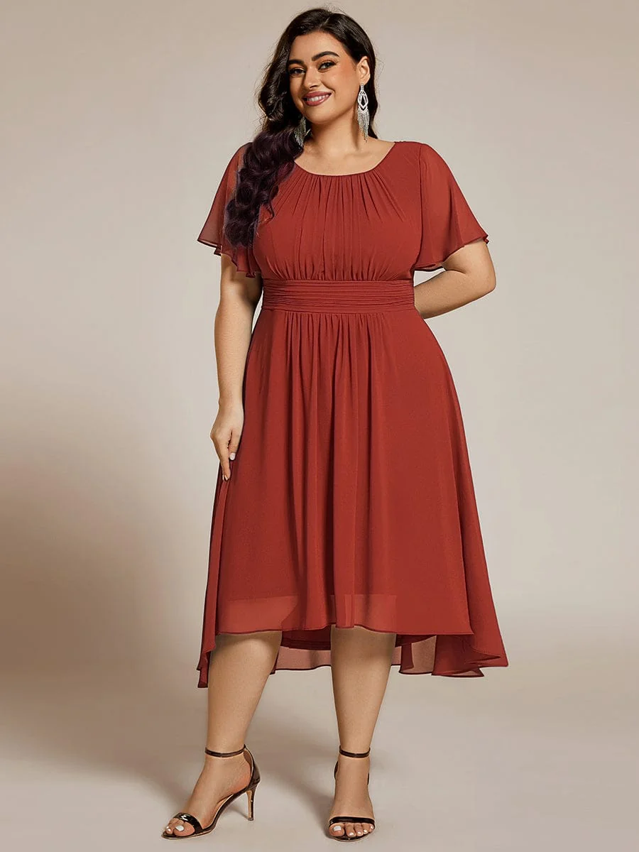 ever EDEN|Chiffon Round Neckline A-Line Midi Wedding Guest Dress - Image 48