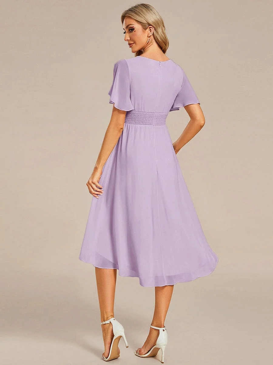 ever EDEN|Chiffon Round Neckline A-Line Midi Wedding Guest Dress - Image 65
