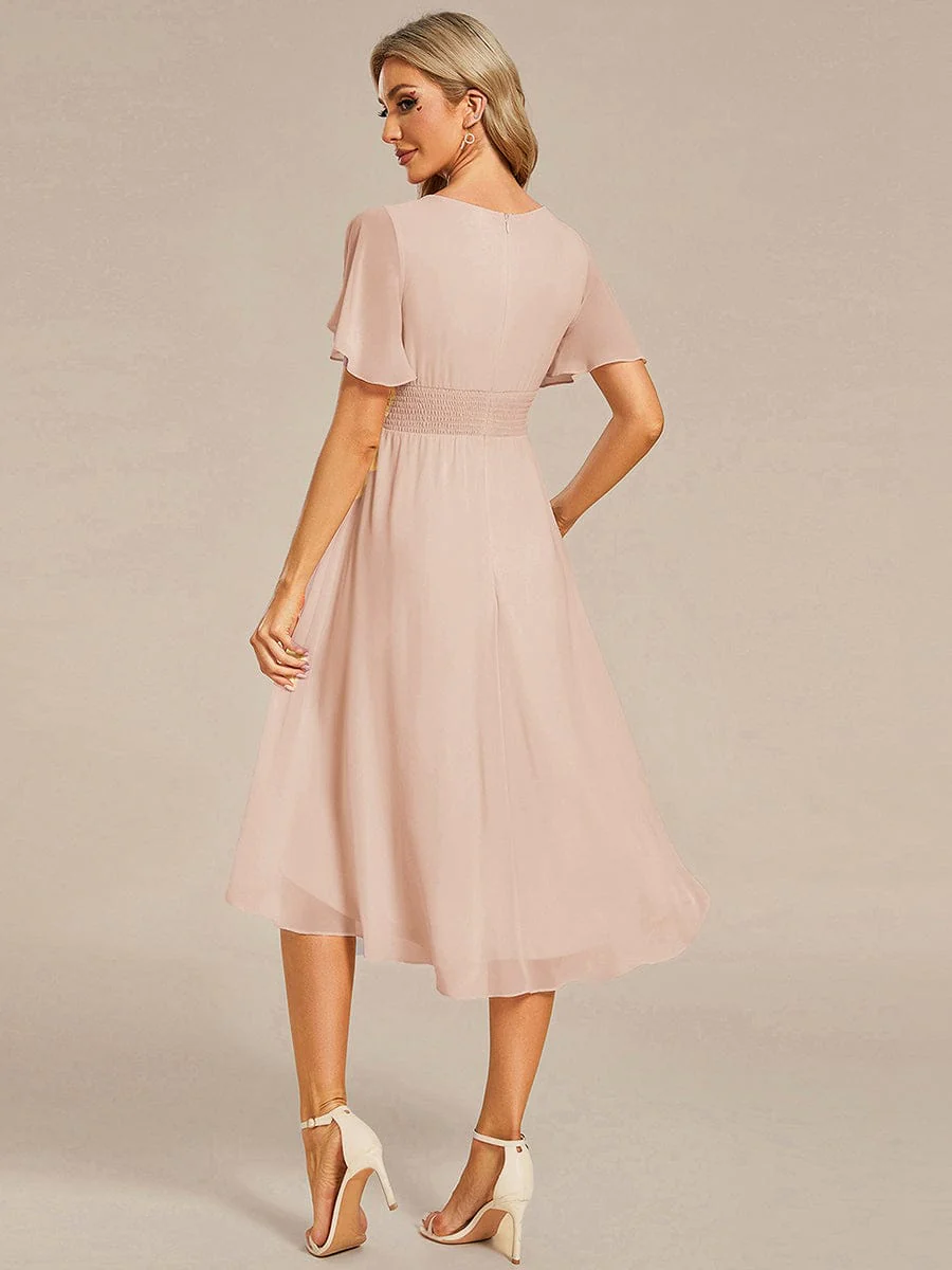 ever EDEN|Chiffon Round Neckline A-Line Midi Wedding Guest Dress - Image 71