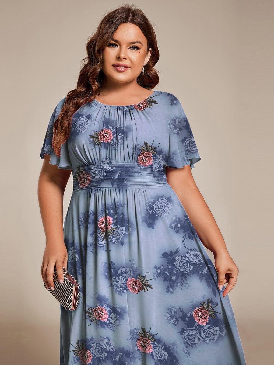 ever EDEN|Chiffon Round Neckline A-Line Midi Wedding Guest Dress - Image 8