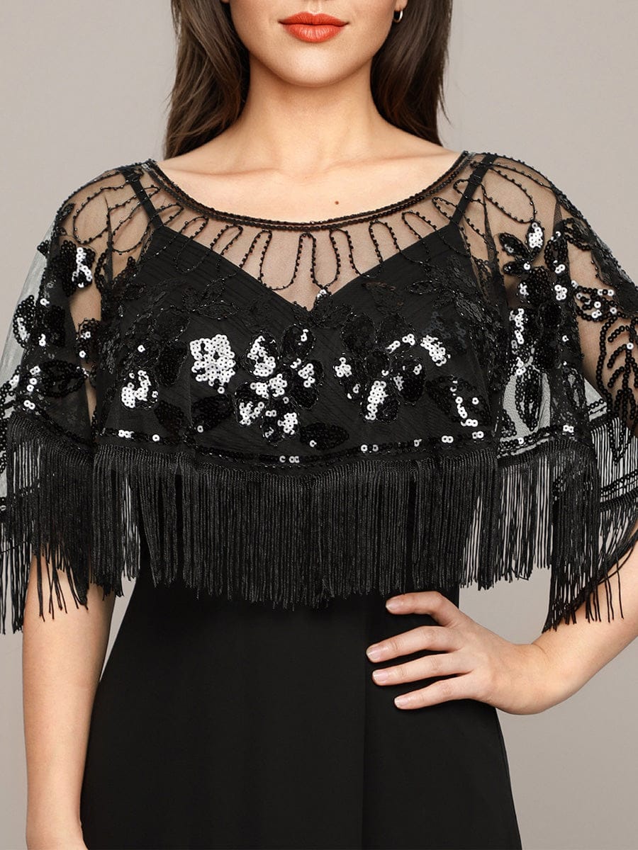 Sequin Decor Fringe Trim Shawl - Image 6