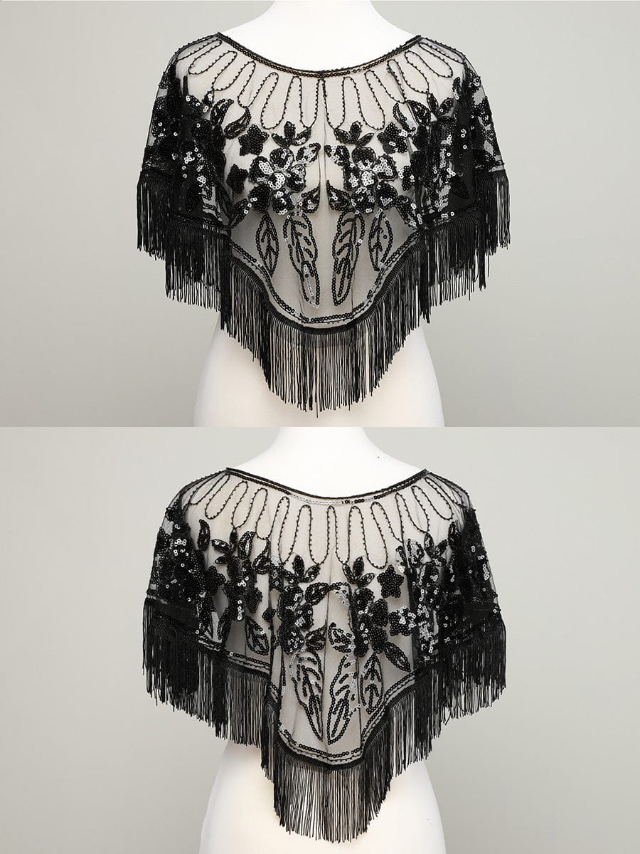 Sequin Decor Fringe Trim Shawl - Image 9