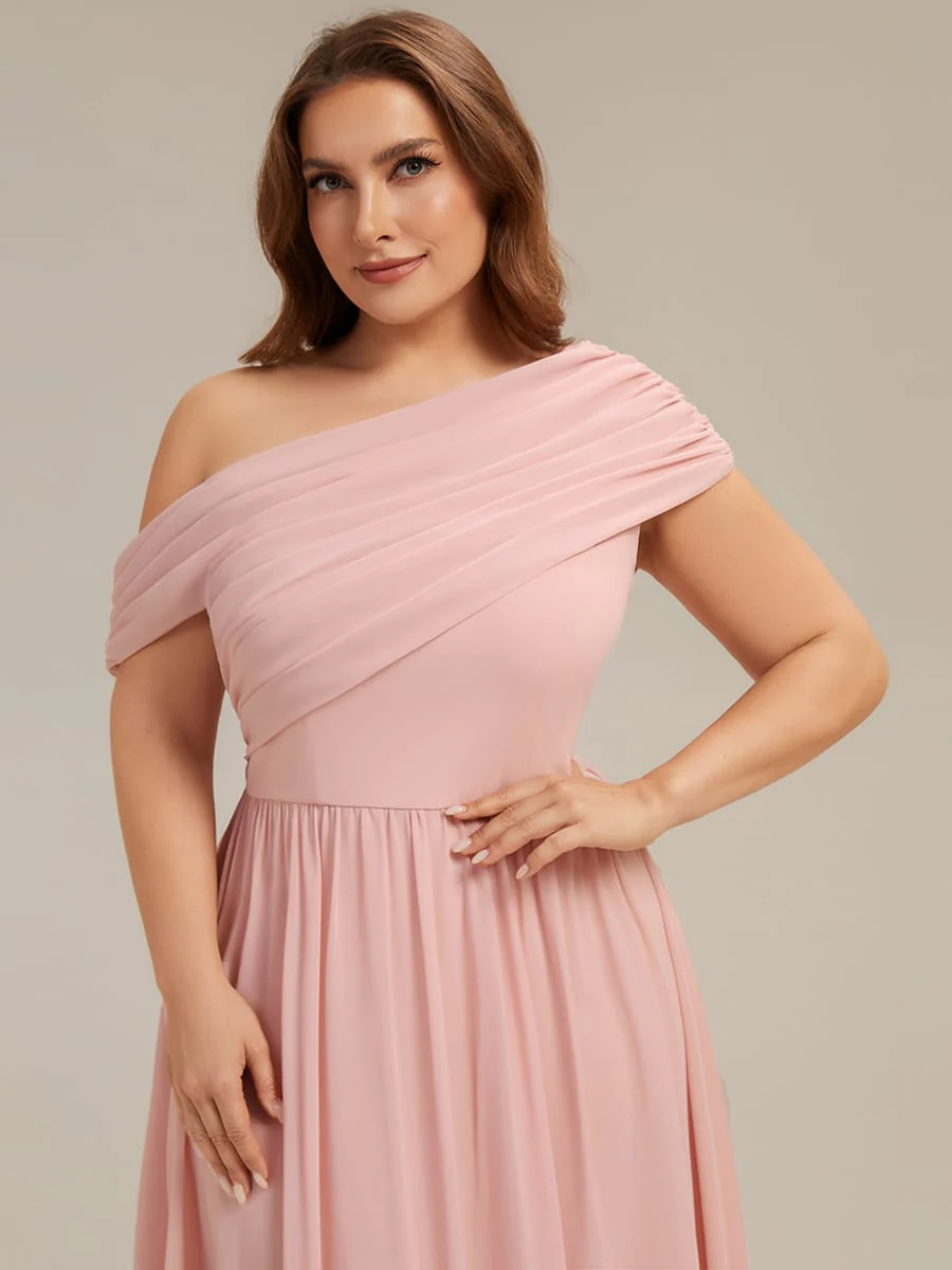 Gathered Chiffon Off the Shoulder Dress - Image 32